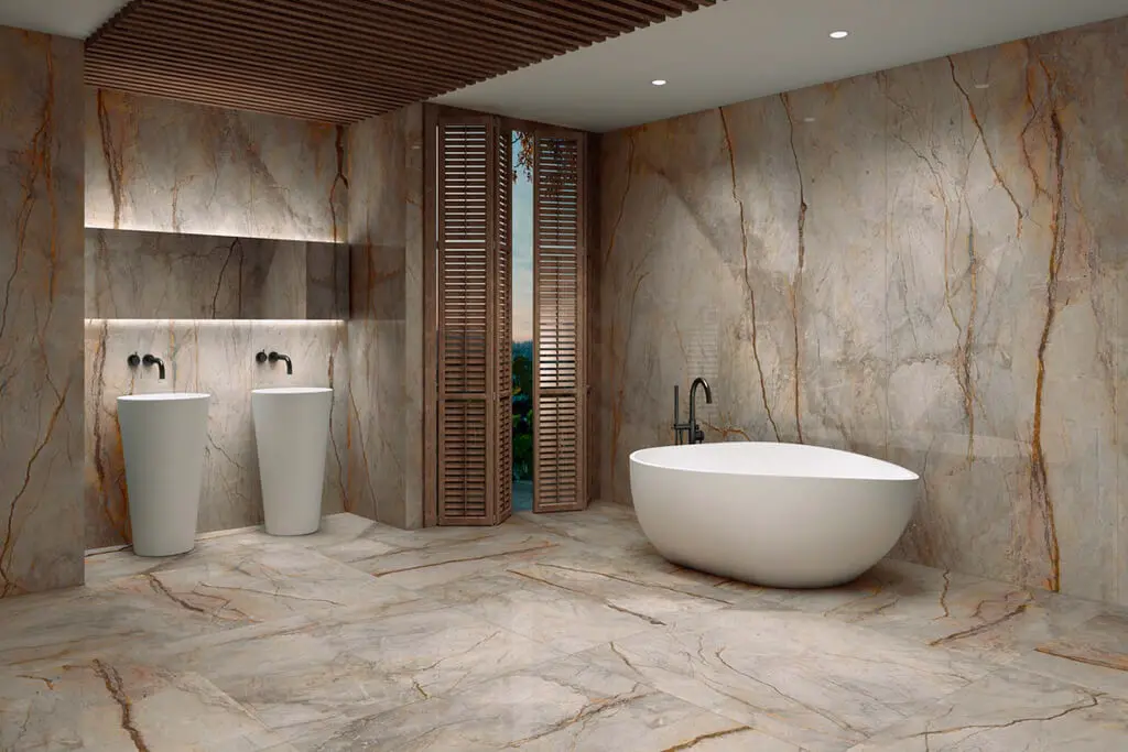 Large format tile bathroom floors Large Format Tile Bathroom Floors: Pros & Styles