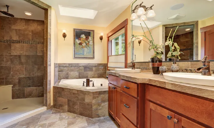 Stone-Look Bathroom Vinyl Flooring Ideas